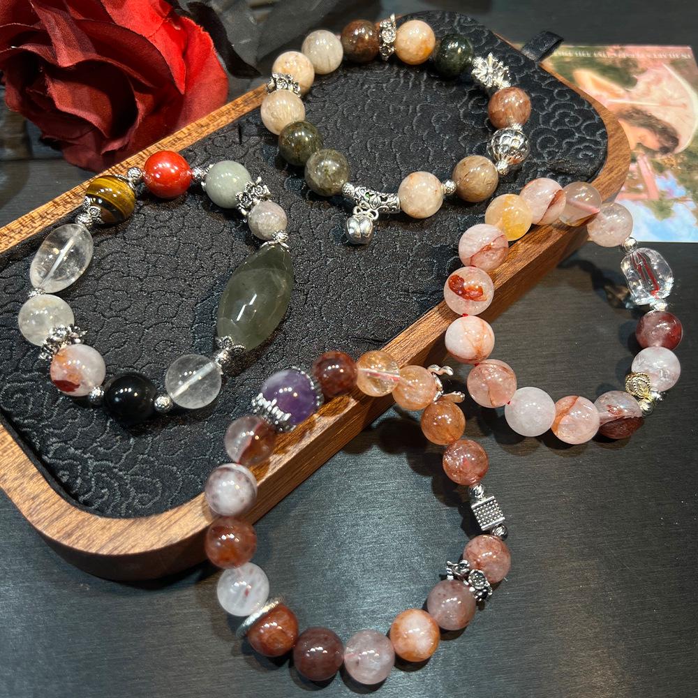 

Lavender Rose Quartz, Lemon Quartz & Red Phantom Crystal Bracelet