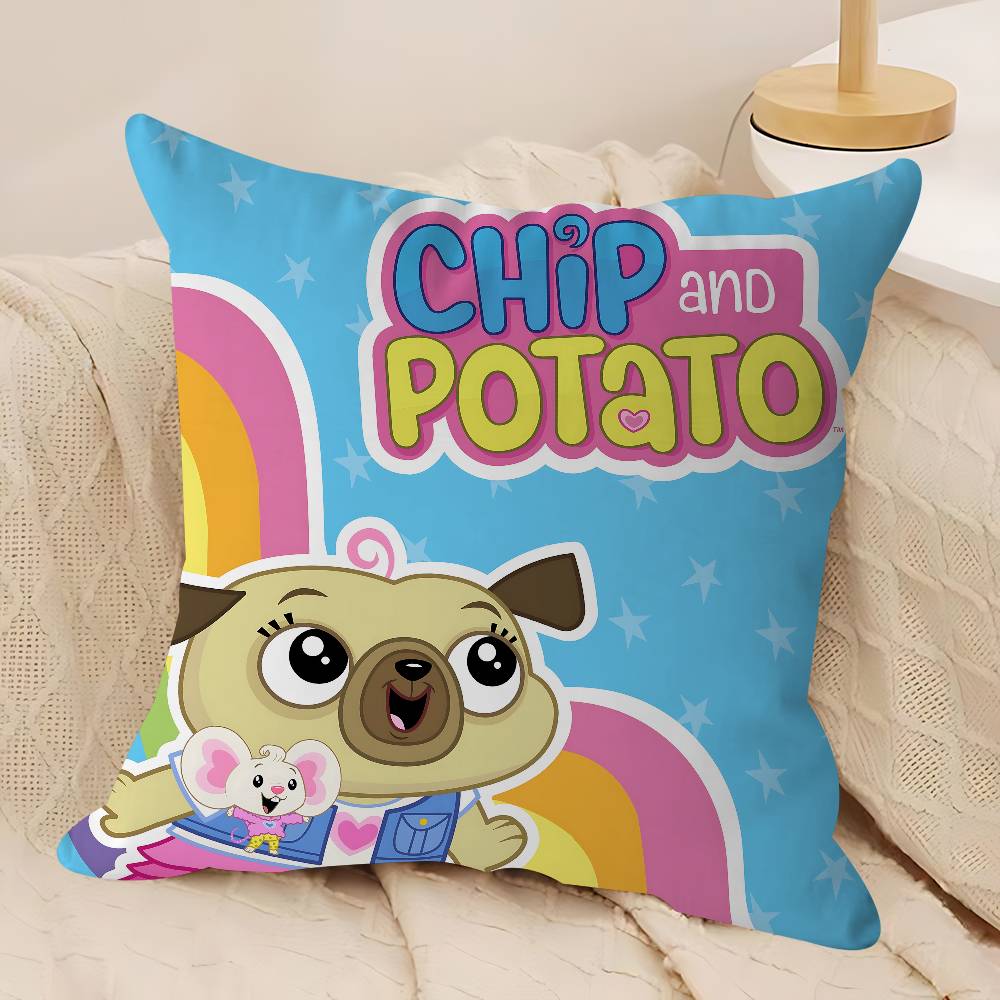 Kreslený C-Chip A P-Brambora Polštář Dárek Domácí Kancelář Dekorace Ložnice Pohovka Autopotah 45x45