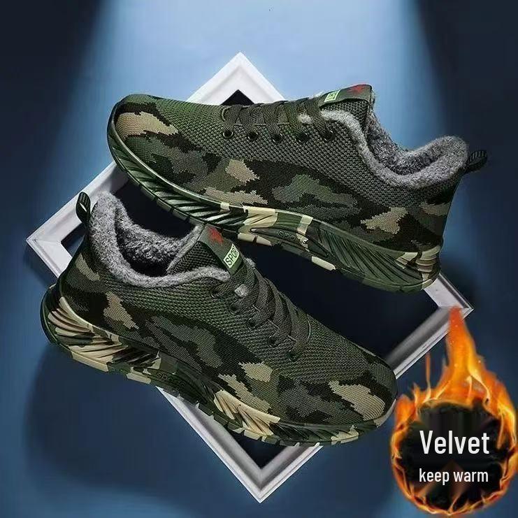 Breathable Camouflage Fleece-Lined Outdoor Shoes for Men & Women - Non-Slip Hiking & Construction Footwear for All Seasons