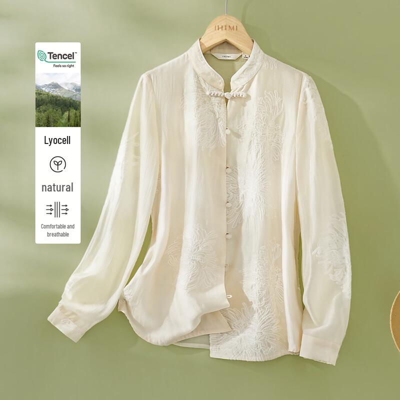 IHIMI Women s New Chinese Style Tencel Embroidered Blouse M