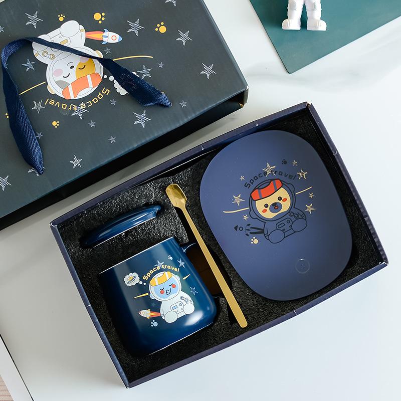 Animal Astronaut Nuannouncer Ceramic Constant Temperature Cup Gift Set Opening Event Festival Gifts