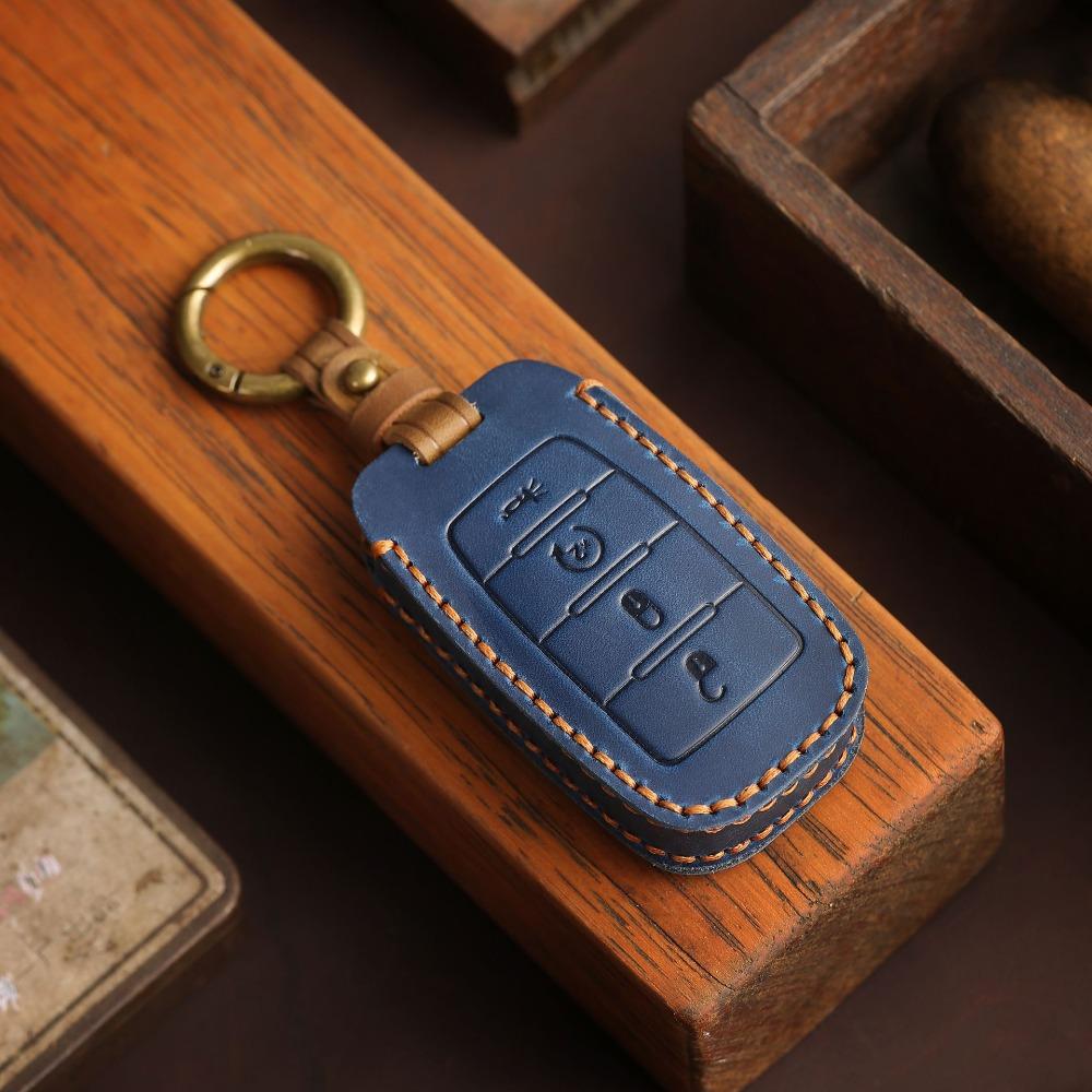 Handmade Genuine Leather Key Cover for Dodge GMC Pickup Truck Car Keys Protection