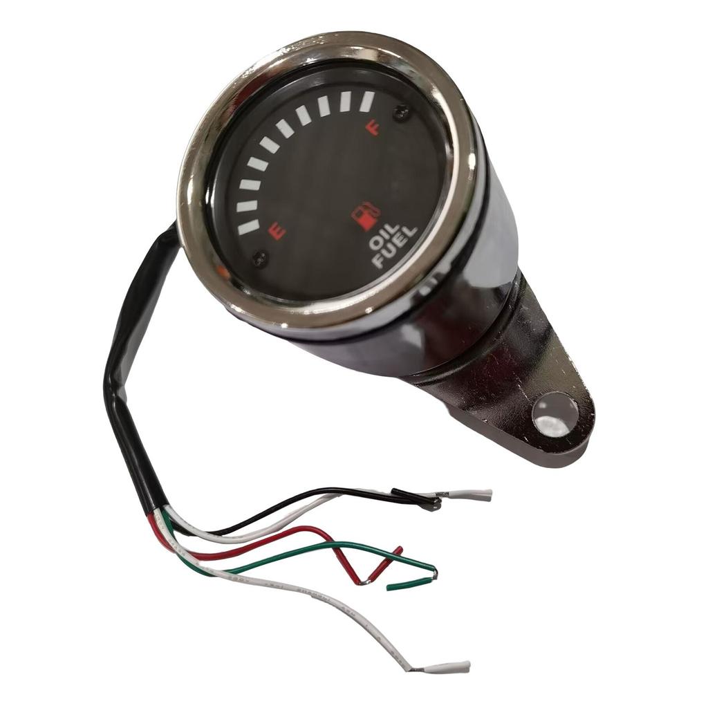 Motorcycle Oil Fuel Gauge Alloy LED Oil Meter Universal Odometer Fuel Level Indicator for Motorbike Dashboard Upgrade