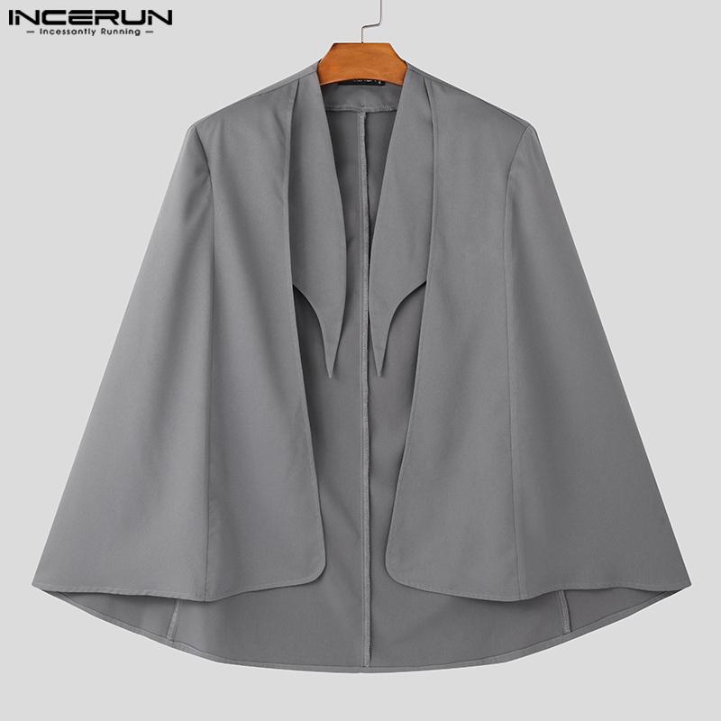 INCERUN Men Spring Open Front Loose Irregular Cloaks Mantle
