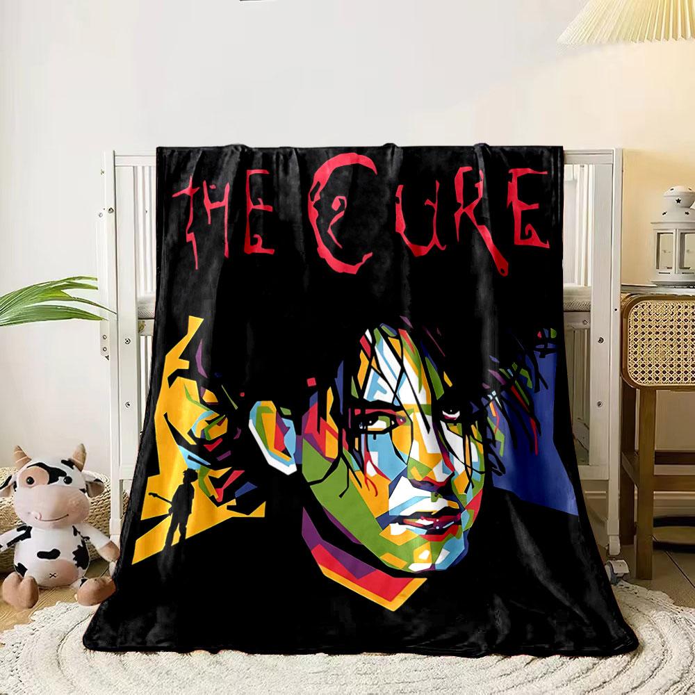 

Abstract colorful shapes with a silhouette and stylized red text above. for all seasons blanket lunch break throw gift 80cm x 120cm