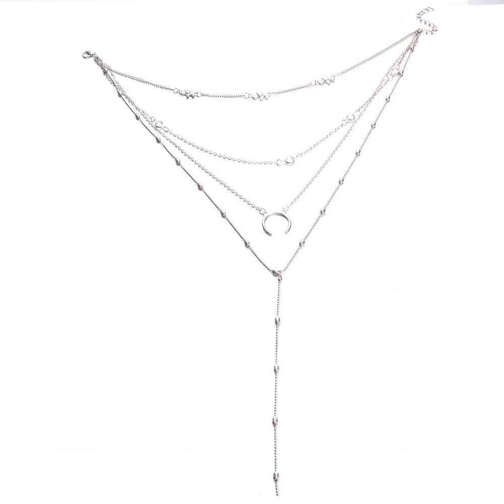 Specially For Bohemian Wind Moon Pendant Multi-Layer Handmade Necklace Set, Supply Four-Layer Models
