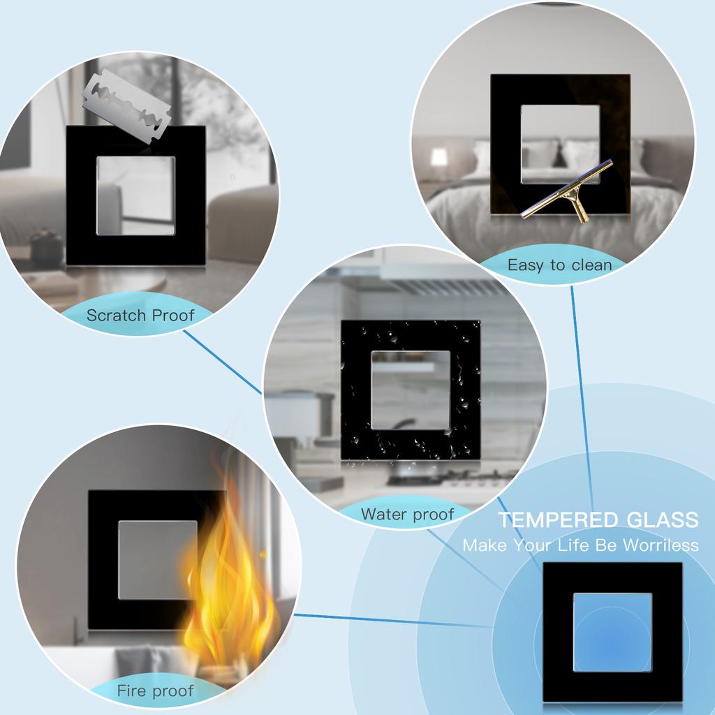 BSEED Single French Wall Socket Double Power Sockets Triple Electric Sockets With Type-c Double USB Charing Ports  Glass Frame