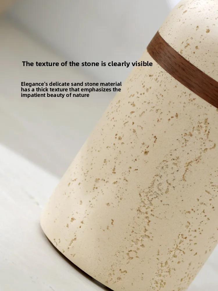 Windkanal Steinmaserung Sandstein Rund Lotionflasche Badezimmer Druckverschluss Shampoo Leere Flasche Seifenspender Badezimmerzubehör