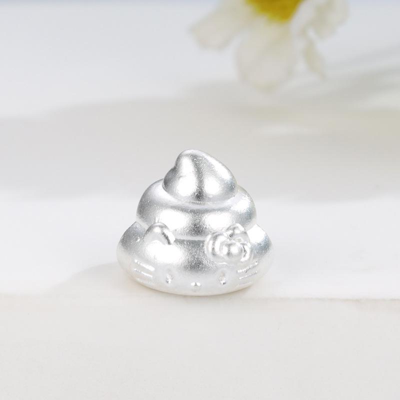 Sterling Silver 999 Hello Kitty Poop Beads Charm for DIY Jewelry