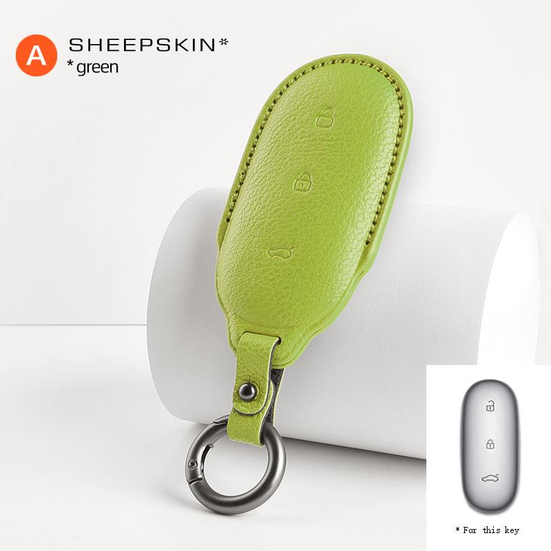 For Leading Ideal Lixiang L9 L8 L7 Car Key Case Smart Remote Keychain Sheepskin Cover Shell Alcantara Interior Protectors