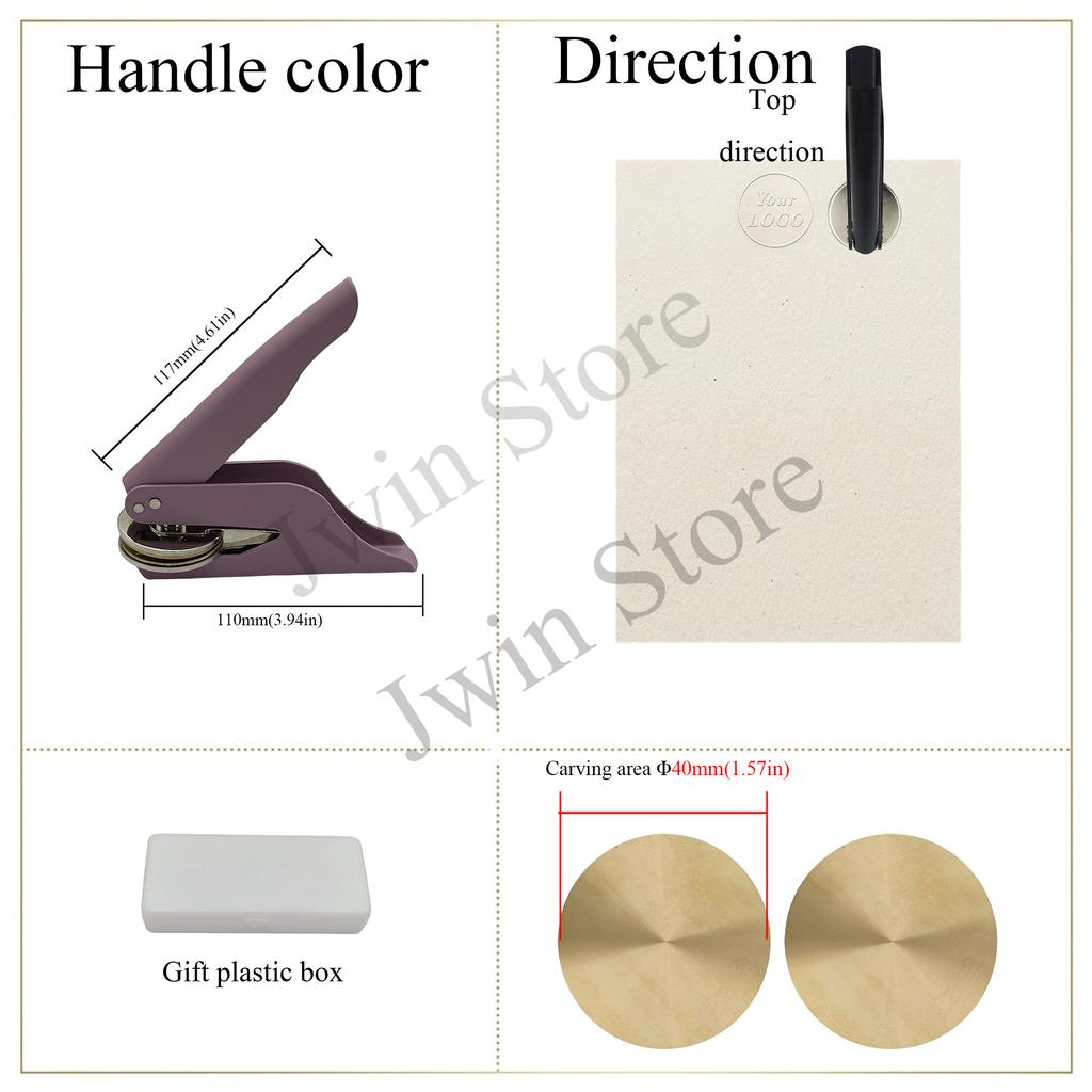 Customize Embossing Stamp with Your Logo Monogram Embosser Seal for Wedding Invitation DIY Craft 40mm Diameter