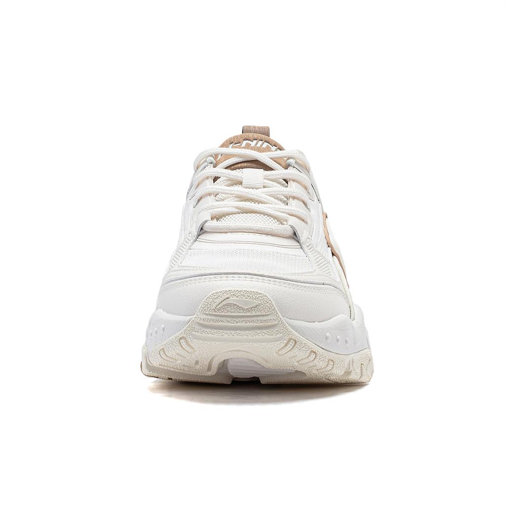 Li Ning Soft Rebound Shock Absorption Retro Thick Sole Height Increasing Low Top Casual Shoes Women Sneakers White AGCT424-1