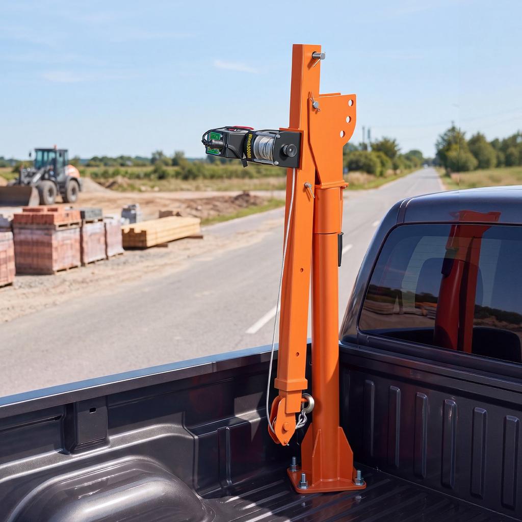 VEVOR Electric Truck Crane, 499 kg Pickup Truck Crane with 12V Electric Winch, 360 degrees Rotating Telescopic Boom, Premium Galvanized Steel