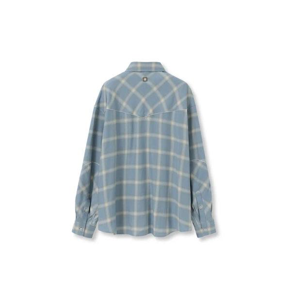 [wooyoungmi] Blue Gradation Check Western Shirt W261SH04824L