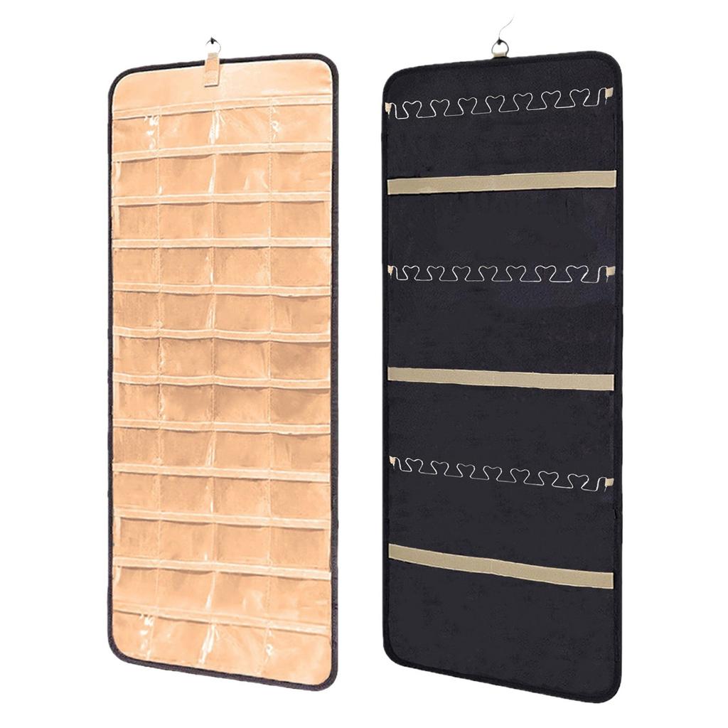 1pc Travel Portable Wall Hanging Jewelry Organizer Necklace Holder Anti-Tangle Earrings Hanger With 20 Bags Storage Roll