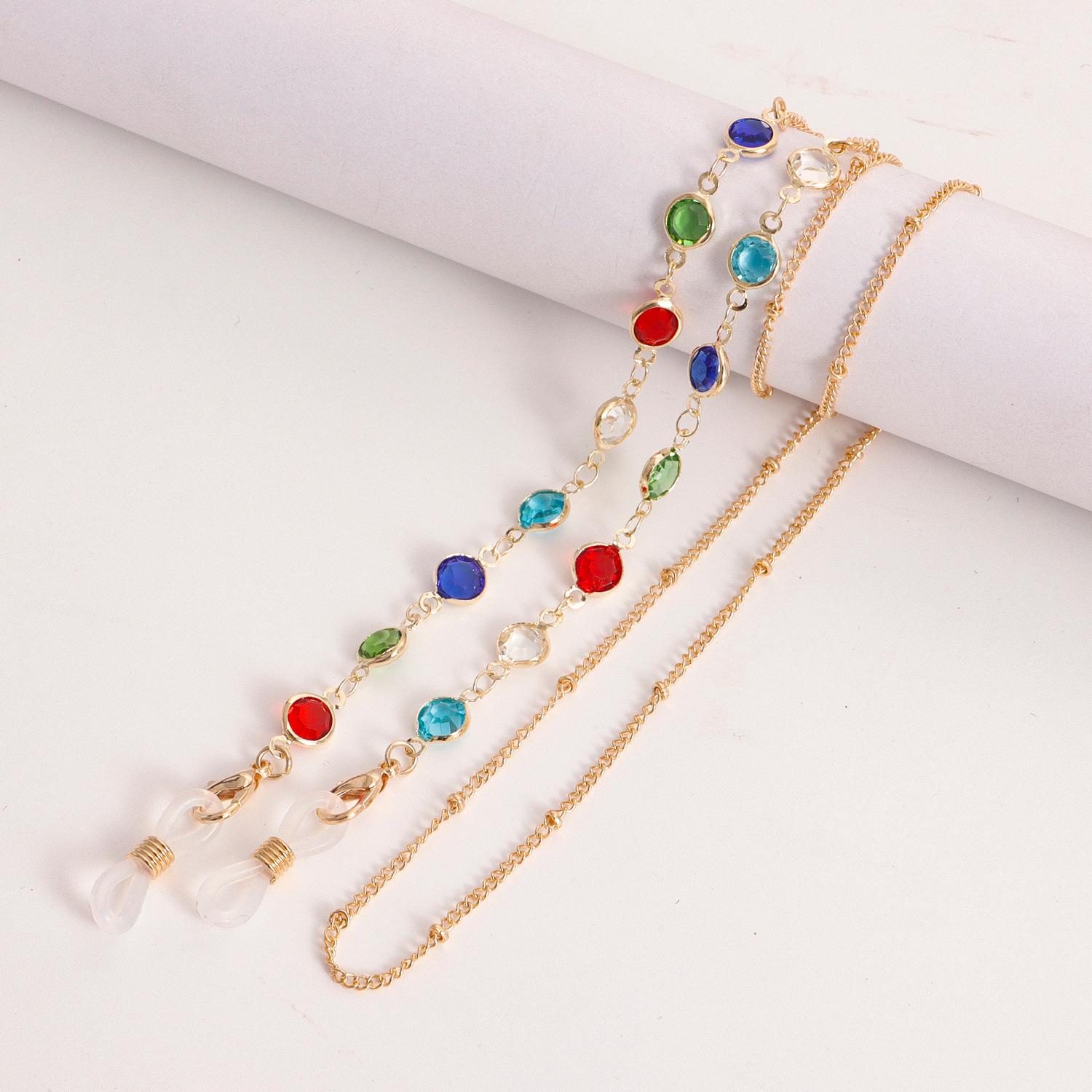 

European and American glasses mask accessories painted dripping oil flower glasses chain mask pendant crystal glasses lanyard mask rope
