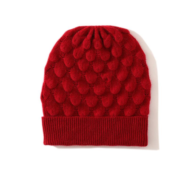 

Cashmere Autumn and Winter New Women s High End Solid Color Feather Thickened Warm Fashion Casual Cuffed Knitted Hat One Size