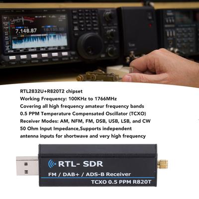 R820T2 RTL RTL Receiver 100KHz To 1766MHz RTL2832U R820T2 0.5PPM TCXO Software Defined Radio Receiver Receiver