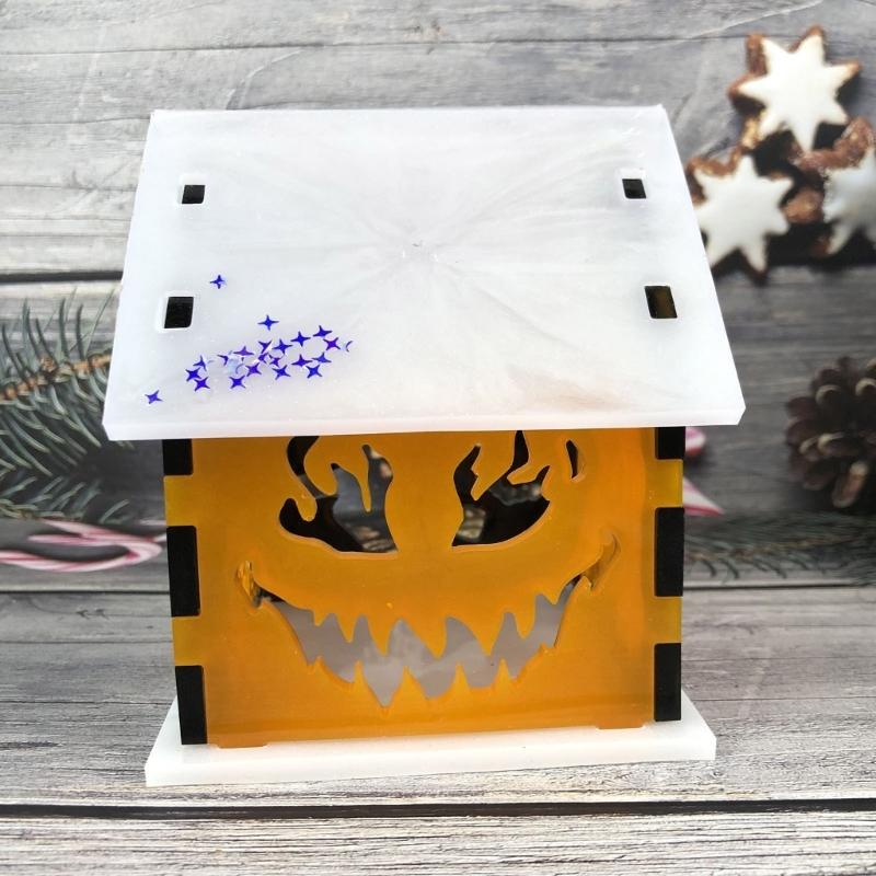 Flexible Silicone Mold Halloween Small House Decoration Making Mould Temperature Resistant Epoxy Mould for Ornament