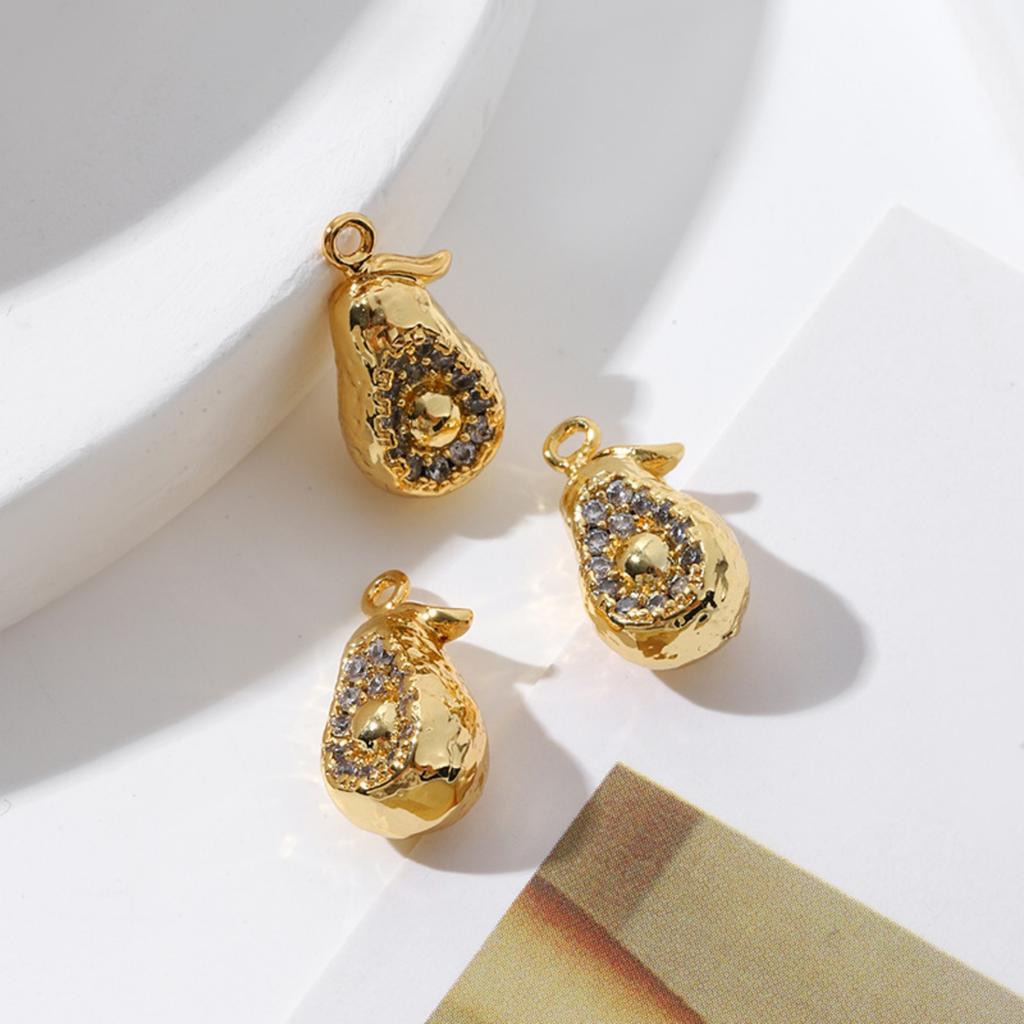 2 PCs Brass Charms 18K Gold Plated 3D Fruit Cherry Peach Strawberry Grape Pendants For Jewelry Making Necklace Bracelet DIY