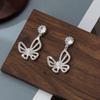 Pearl butterfly earrings women's zircon hollow high-end light luxury earrings exquisite and sweet personality fashion temperament earrings
