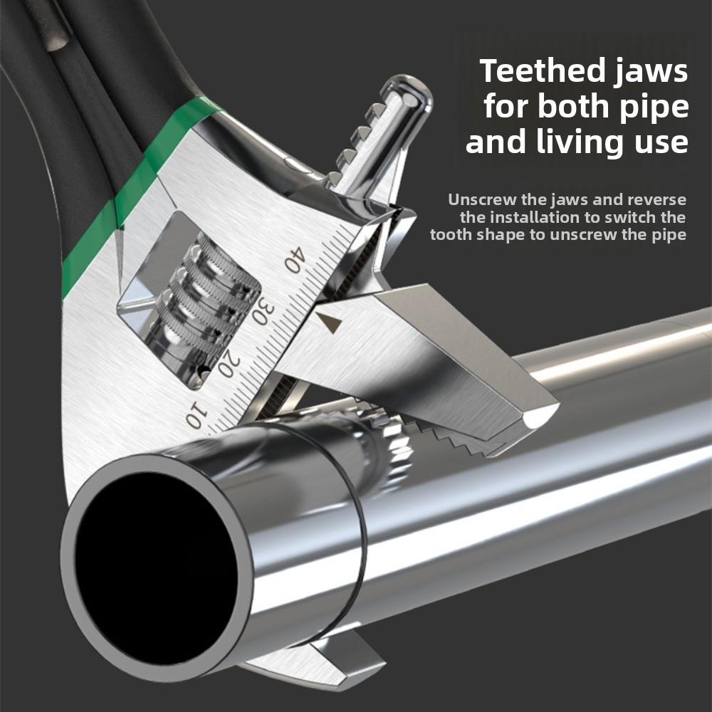 Professional Short Handle Adjustable Wrench Large Opening Multi Function Pipe Repair Tool for Small Space