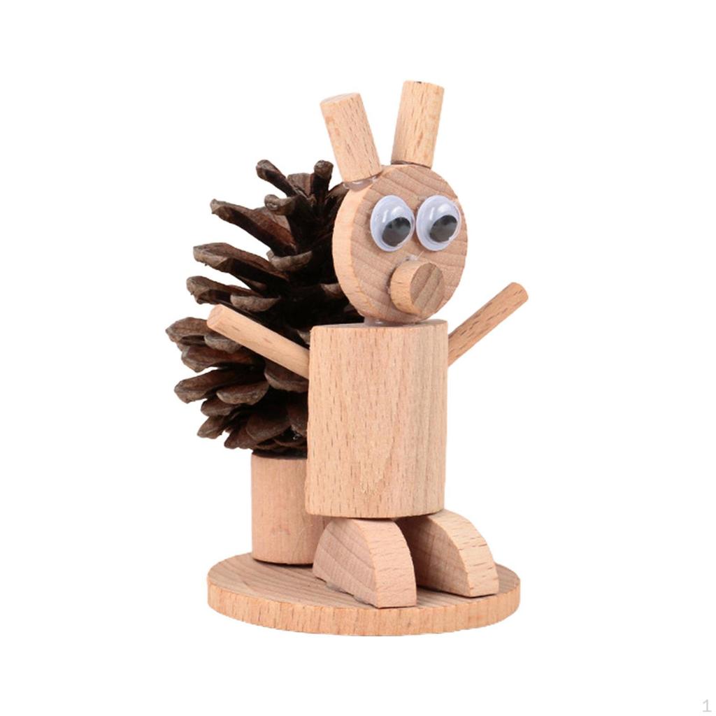 DIY Wooden Animal Decoration Educational Toys Fine Motor Skills Wood Crafts for Kids Small Animals
