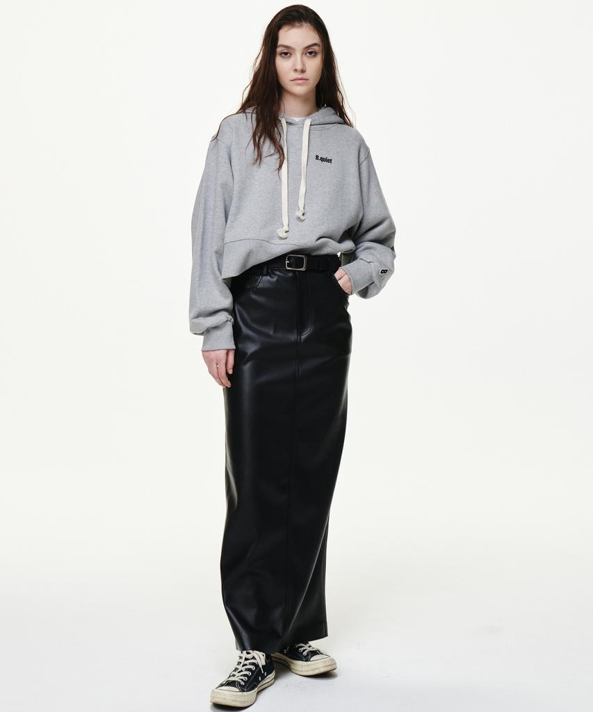 Bikwaieos Faux Leather Slit Maxi Skirts_Black