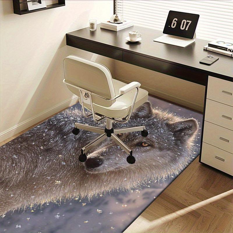 Office Carpet Snowy Wolf Design for Sofa Protection Under Chairs