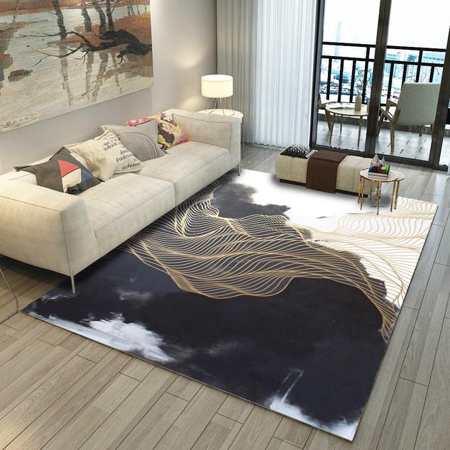Crystal Velvet Persian Carpet Living Room Sofa Tea Table Non-slip Waterproof Floor Mat Bedroom Decoration