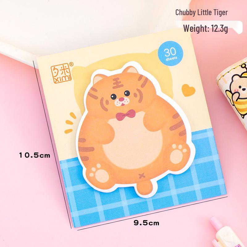 Chubby Animal Alien Sticky Notes: 30 Sheets, Tearable Cartoon Memo Pad