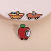 Cartoon Animated Movies Enamel Pins Lowly Worm Apple Car Hot Dog Car Magical Town Brooches Lapel Badge Jewelry Gifts for Friends