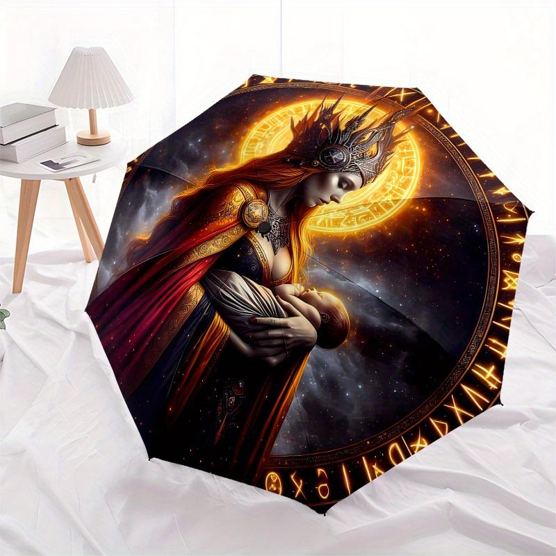 Enchanted Queen with Baby: Fantasy Art PrintUmbrella, Portable 3-Fold Compact Umbrella,Christmas Gift ES662