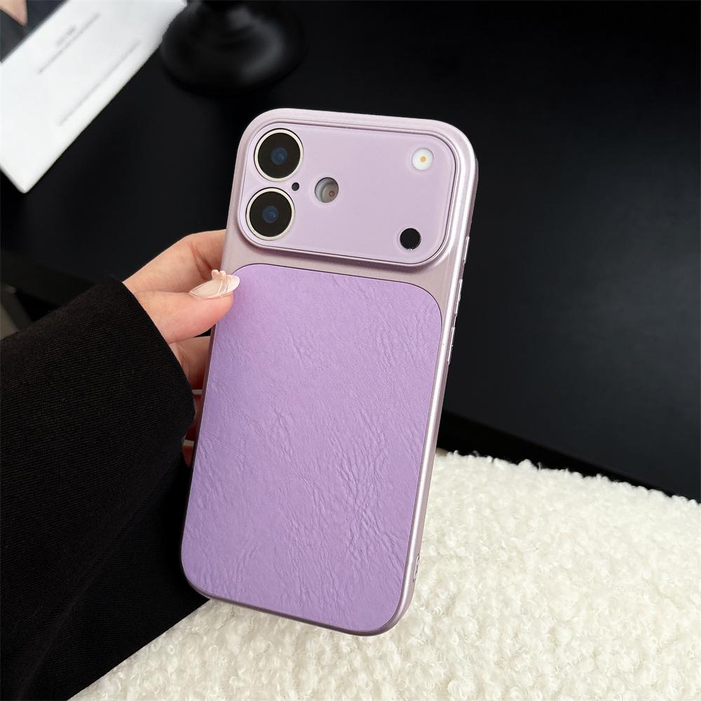 Funda de Cuero para Teléfono con Ventana Grande para iPhone 17 16 15 14 13 Pro Max Protección de Lente Mate Antigolpes Cubierta Trasera con Recubrimiento