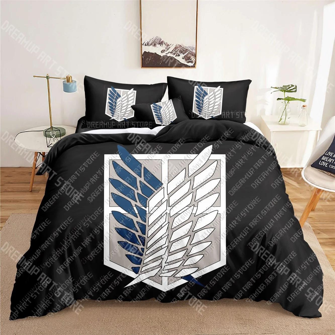 Attack on Titan anime 3D Beddengoed Sets print dekbedovertrek Volwassenen_ kinderbed dekbed verjaardagscadeau dropshipping EU Single 135x200cm