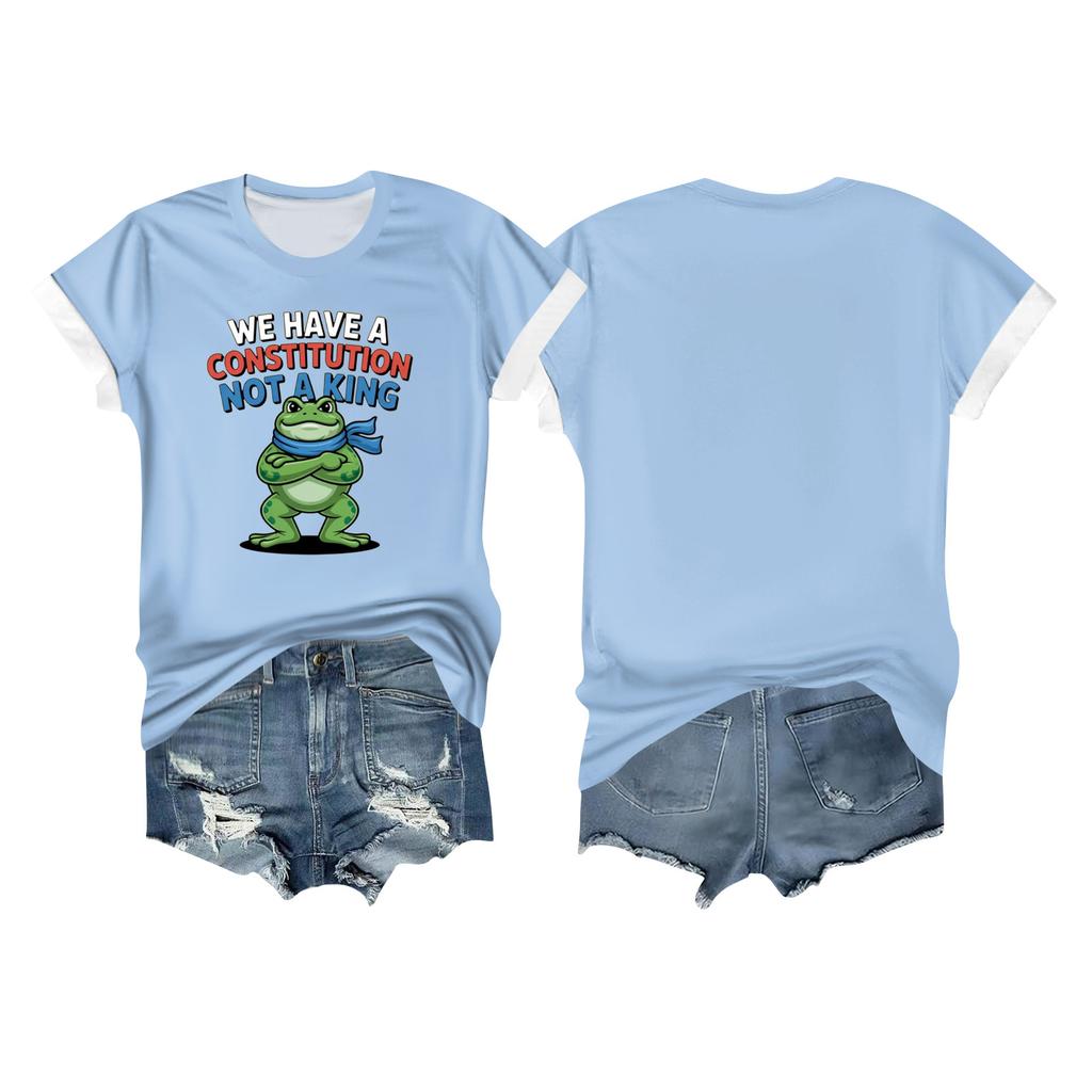 Women's Casual Printed T-shirt Round Neck Pullover Short-sleeved Top