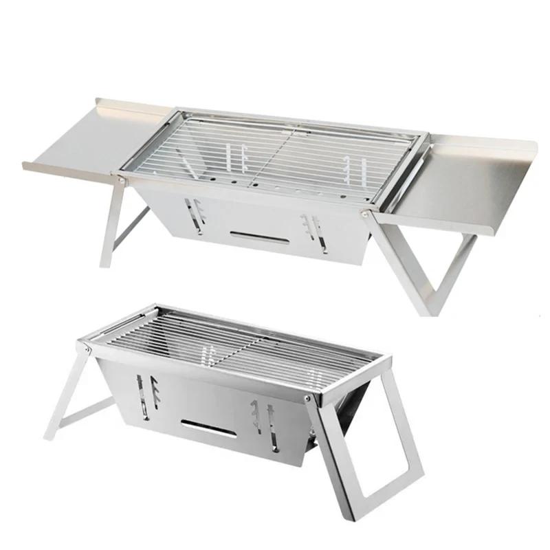 304 Stainless Steel Folding Barbecue Grill Stove Home Portable Firewood Stove for Backpacking Camping Hiking Outdoor BBQ Cooking