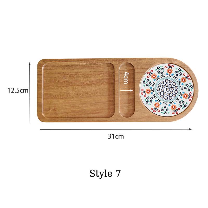 

Поднос-перегородка из массива дерева, поднос для послеобеденного чая, поднос для чашек с посеребрением, маленький поднос для десерта, простой обеденный поднос, теплоизоляционный поднос