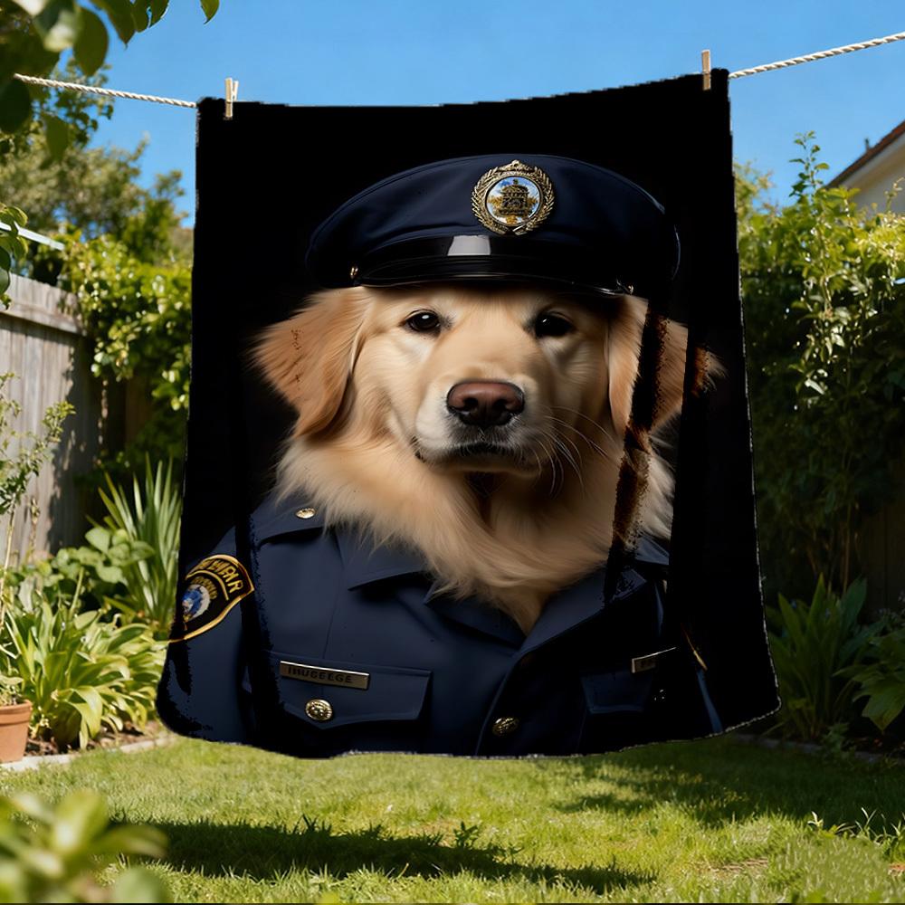 

1pc Police Dog Print Outdoor Soft Polyester Flannel Throw Blanket Versatile for All Seasons , Soft , Cozy , Warm All Season Quilted Throw , 80x120cm