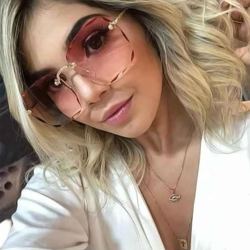 New Vintage Square Sunglasses Woman Classic Retro Gradient Mirror Frameless Sun Glasses