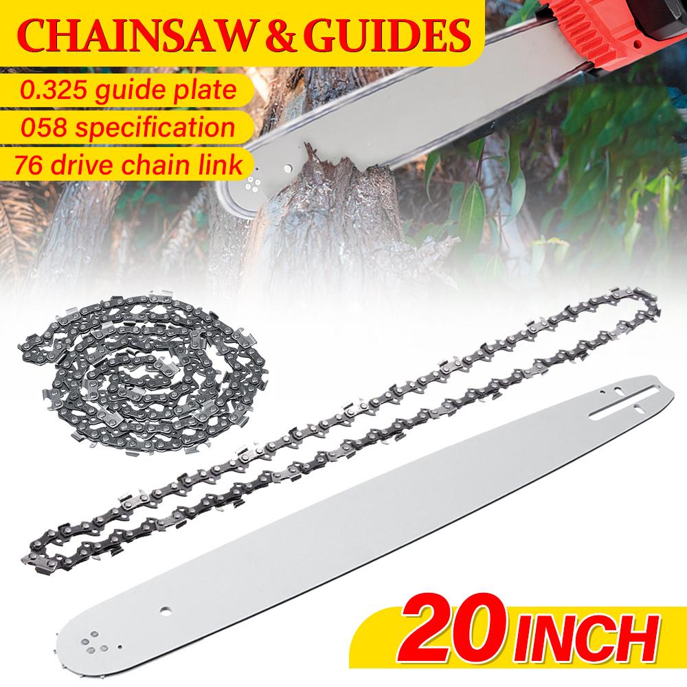20 Inch Chainsaw Guide Bar with 2Pcs Saw Chain 0.325" Pitch 0.058" 76DL For STIHL MS290-291-310-340-360-380-391-440 Saw Bracket