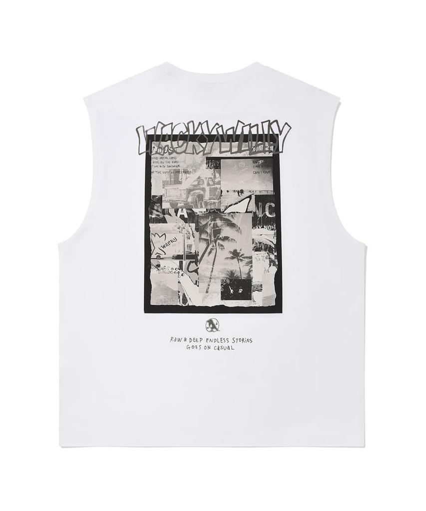 WACKY WILLY Summer Print Sleeveless T-Shirt White