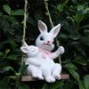 Lovely Mother And Baby Rabbit Easter Swing Ornament Durable Resin Rabbit Swing Home Decors For Year Round Display