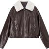 Shangdubila Women's Faux Leather Down Jacket