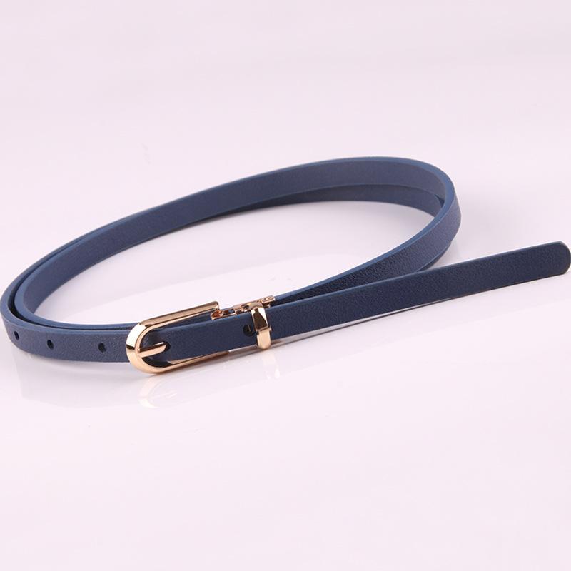 A New Multi-color Decorative Dress with A Sweater, A Thin Waist Belt, A Versatile Pin-button PU Small Belt for Women, and Korean-style Belt
