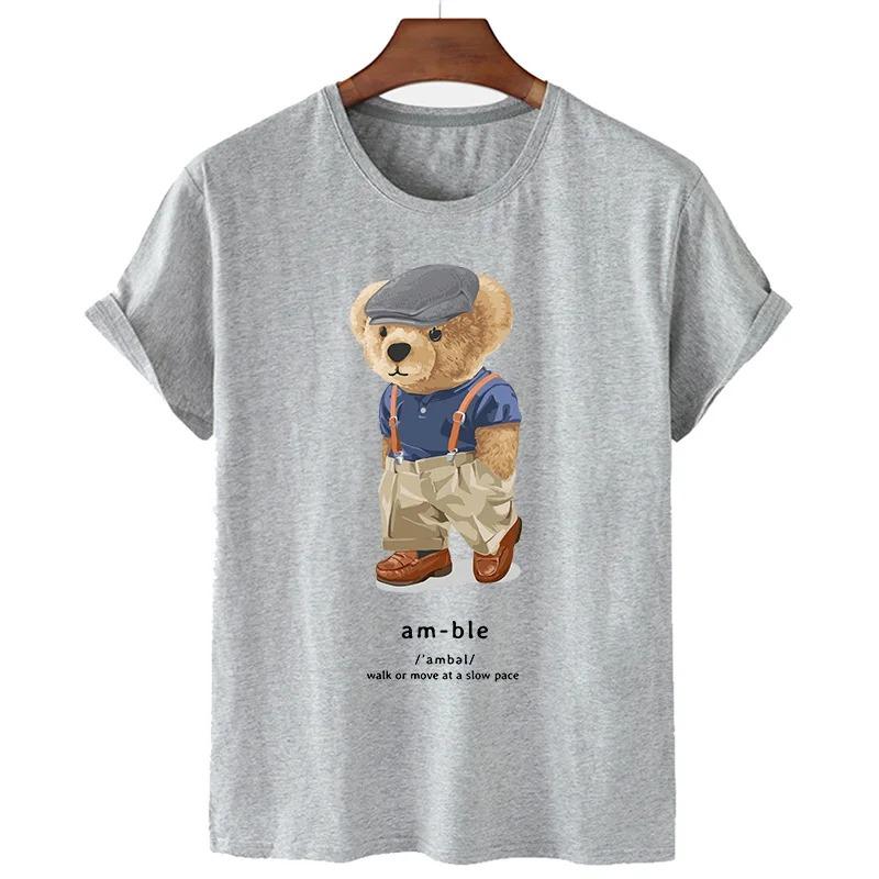 Funny Bear Print Tshirt Women Fashion Cartoon Harajuku Casual T-shirt Female Summer Short Sleeved Top Tees Unisex T Shirt