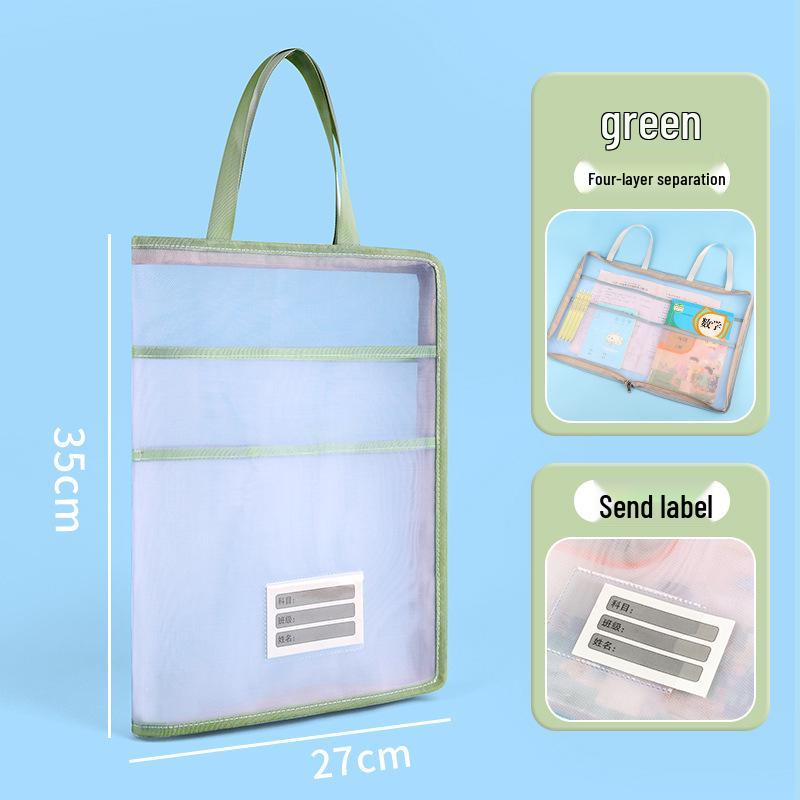 Transparent L-Shaped Zipper Bag for Organizing Homework and Test Papers