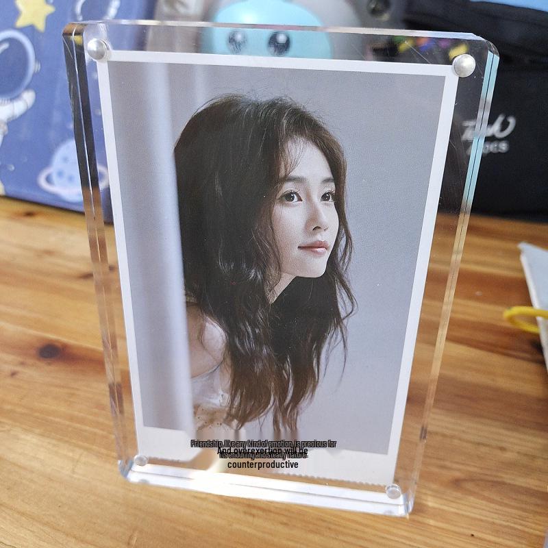 Acrylic Desktop Star Postcard Photo Frame - Magnetic Transparent Display for Polaroids 10.5x15.5cm