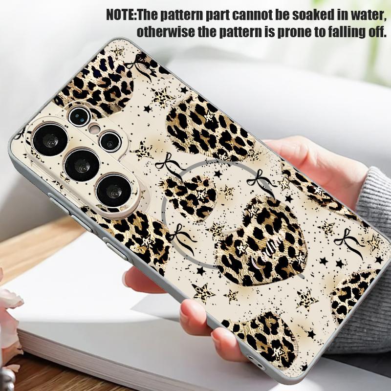 Creative Leopard Print Case For Samsung S26 Ultra S25 Edge S24 Plus S23 FE A15 A16 A17 A35 A36 A37 A54 A55 A56 A57 5G Hybrid TPU+PC Magnetic Cover