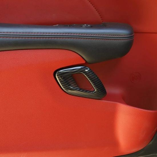 Car Inner Door Handle Cover Trim Decor for Dodge Challenger 2011-21 Carbon Fiber